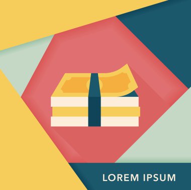 Uzun Gölge, eps10 ile kağıt para düz simgesi