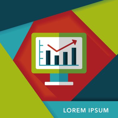 iş grafik düz simgesini uzun gölge, eps10 ile