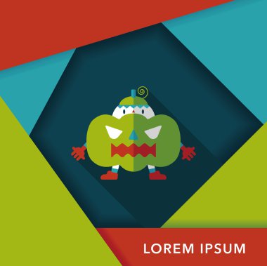 balkabağı kostümü düz simgesi ile uzun gölge, eps10