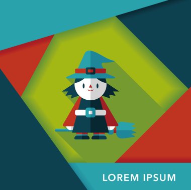 Cadı düz simgesi ile uzun gölge, eps10