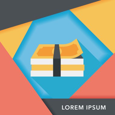 Uzun Gölge, eps10 ile kağıt para düz simgesi