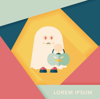 Ghost lapos ikon a hosszú árnyék, eps10