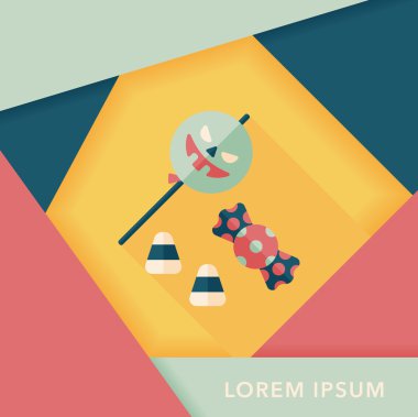 Cadılar bayramı şekeri düz simgesi ile uzun gölge, eps10