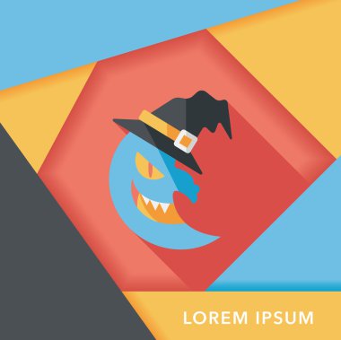 Cadılar Bayramı ay düz simgesi ile uzun gölge, eps10