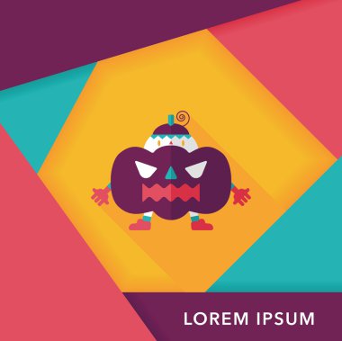 balkabağı kostümü düz simgesi ile uzun gölge, eps10