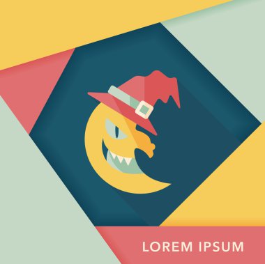 Cadılar Bayramı ay düz simgesi ile uzun gölge, eps10