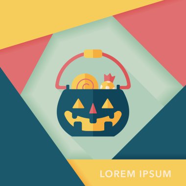 Cadılar Bayramı Balkabağı uzun gölge, eps10 kutusunu düz simge şeklinde