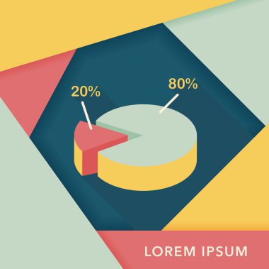iş grafik düz simgesini uzun gölge, eps10 ile