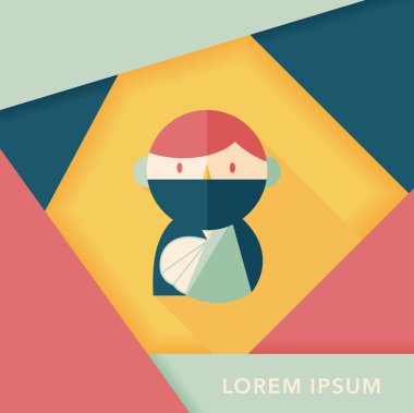 uzun gölge ile kadın hasta düz simgesi