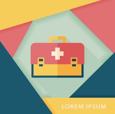 uzun gölge ile ilk yardım kiti düz simgesi