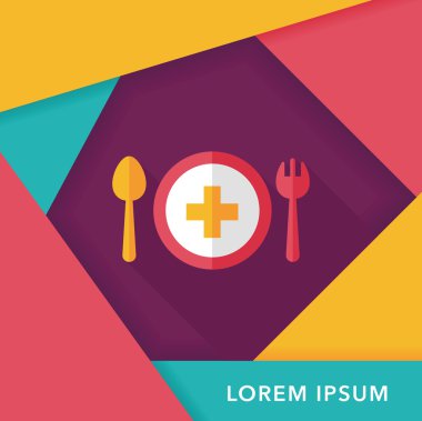 Sağlık düz simgesi uzun gölge ile yemek