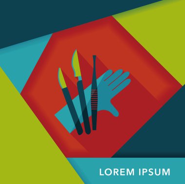 cerrahi alet düz uzun gölge simgesiyle