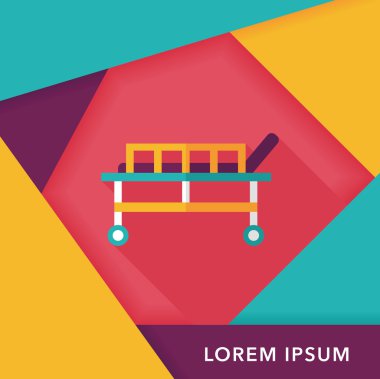 uzun gölge ile hastane yatak düz simgesi