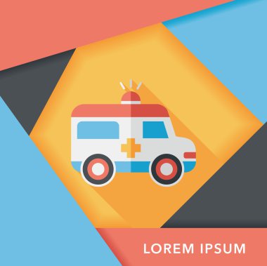 uzun gölge ile ambulansa düz simgesi