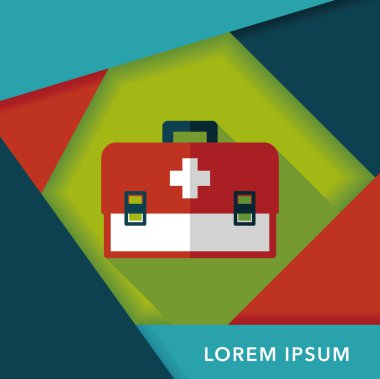 uzun gölge ile ilk yardım kiti düz simgesi