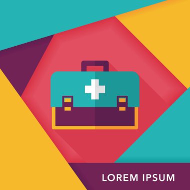 uzun gölge ile ilk yardım kiti düz simgesi