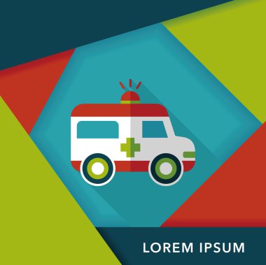 uzun gölge ile ambulansa düz simgesi