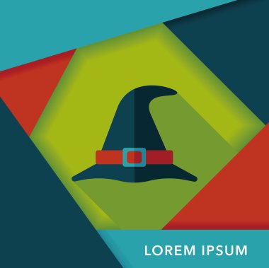Cadı şapkası düz simgesi ile uzun gölge, eps10