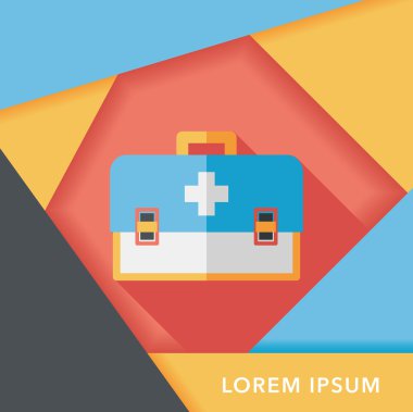 uzun gölge ile ilk yardım kiti düz simgesi