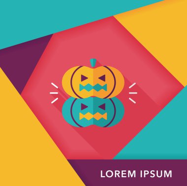 Balkabağı canavarı düz simgesi ile uzun gölge, eps10