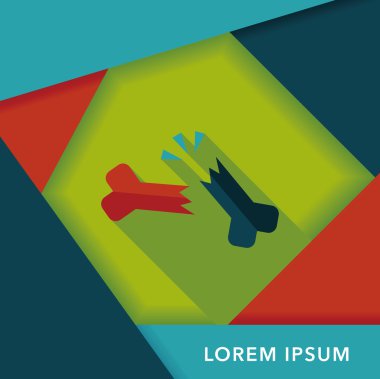 uzun gölge ile kemik kırığı düz simgesi