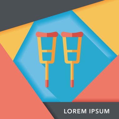 koltuk değneği ile uzun gölge düz simgesi