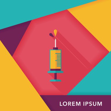 şırınga ile uzun gölge düz simgesi