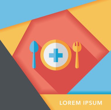 Sağlık düz simgesi uzun gölge ile yemek