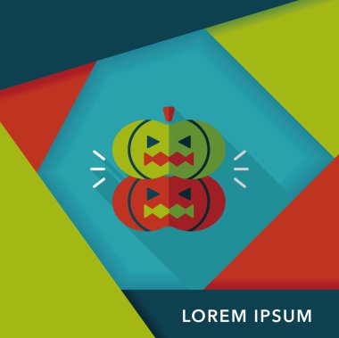 Balkabağı canavarı düz simgesi ile uzun gölge, eps10