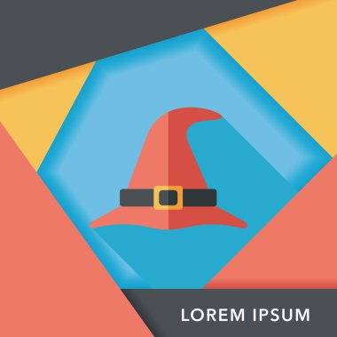 Cadı şapkası düz simgesi ile uzun gölge, eps10