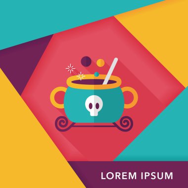 Cadı kazanında uzun gölge, eps10 düz simgesiyle