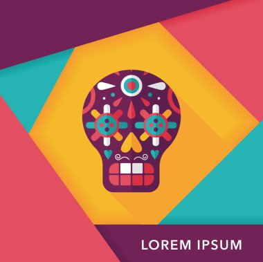 Uzun Gölge, eps10 ile dekorasyon kafatası düz simgesi