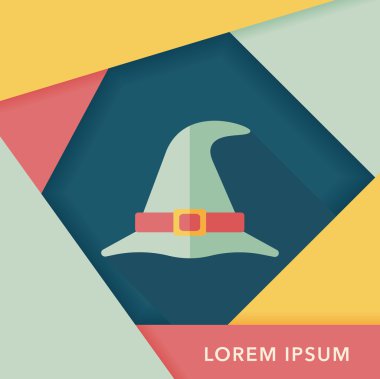 Cadı şapkası düz simgesi ile uzun gölge, eps10