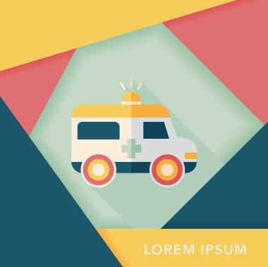 uzun gölge ile ambulansa düz simgesi