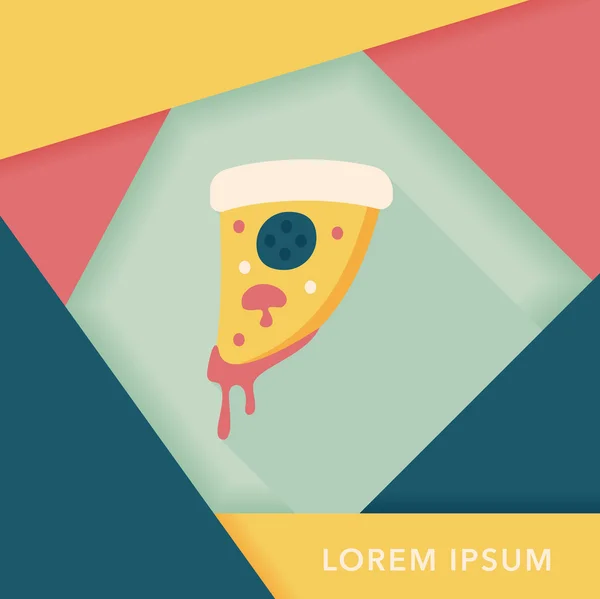 Ícone plano de pizza com sombra longa, eps10 — Vetor de Stock