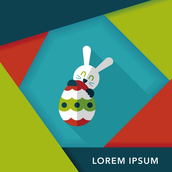 Osterhase flache Ikone mit langem Schatten, Eps10 — Stockvektor