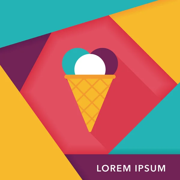 Icona piatta del gelato con ombra lunga, eps10 — Vettoriale Stock