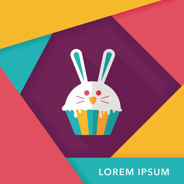 Easter cupcake ícone plano com sombra longa, eps10 —  Vetores de Stock