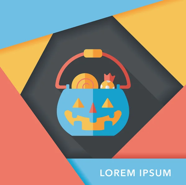 Halloween en forma de calabaza caja plana icono con sombra larga, eps10 — Archivo Imágenes Vectoriales