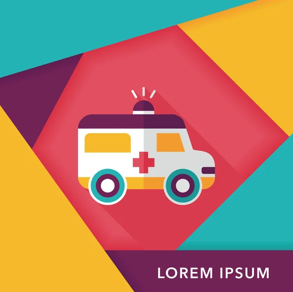 Ambulance platte pictogram met lange schaduw — Stockvector