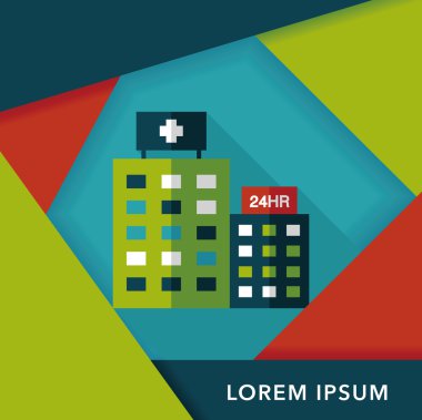 uzun gölge ile hastane düz simgesi