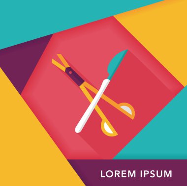 cerrahi alet düz uzun gölge simgesiyle