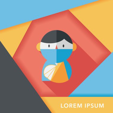 uzun gölge ile kadın hasta düz simgesi