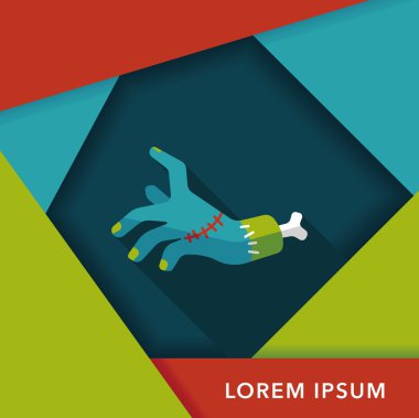 Cadılar Bayramı zombi el düz simgesi ile uzun gölge, eps10