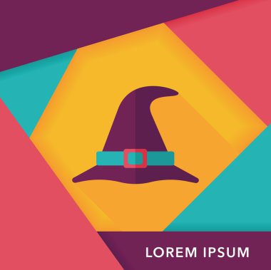 Cadı şapkası düz simgesi ile uzun gölge, eps10