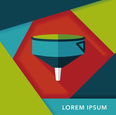 Uzun Gölge, eps10 ile mutfak eşyaları huni düz simgesi