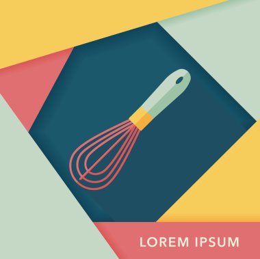 Uzun Gölge, eps10 ile mutfak eşyaları çırpıcı düz simgesi