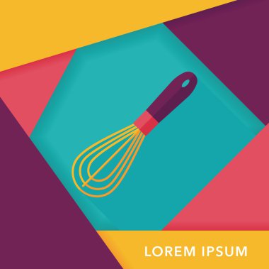 Uzun Gölge, eps10 ile mutfak eşyaları çırpıcı düz simgesi