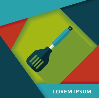 Uzun Gölge, eps10 ile mutfak eşyaları spatula düz simgesi