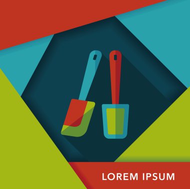 Uzun Gölge, eps10 ile mutfak eşyaları çırpıcı düz simgesi